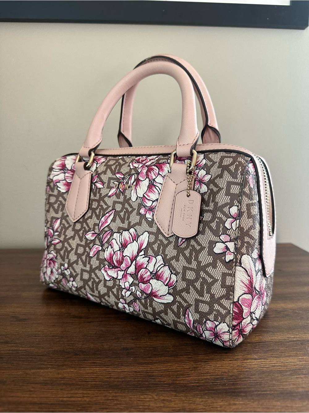DKNY Bryant Park Pink Peony Floral Satchel